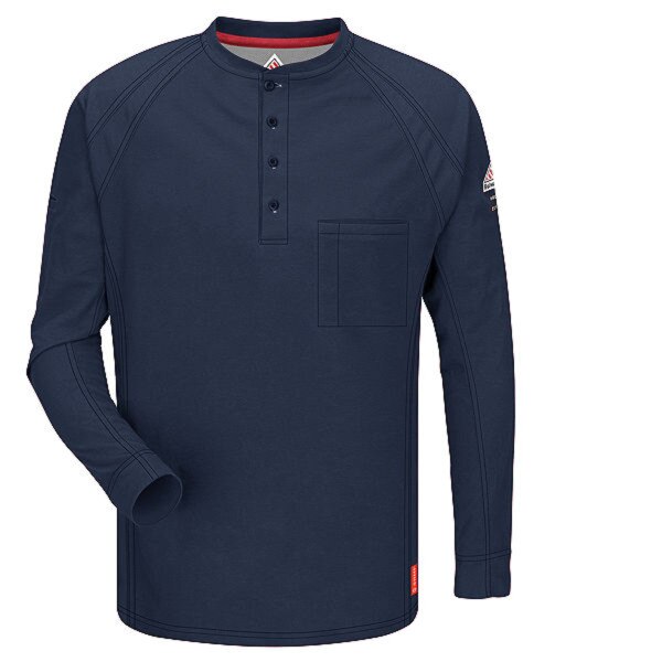 iQ Flame Resistant Long Sleeve Henley Shirt in Dark Blue